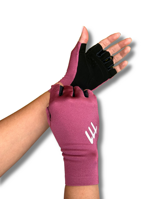 Guantes cortos ciclismo ruta, unisex, medio fondo - Burgundy