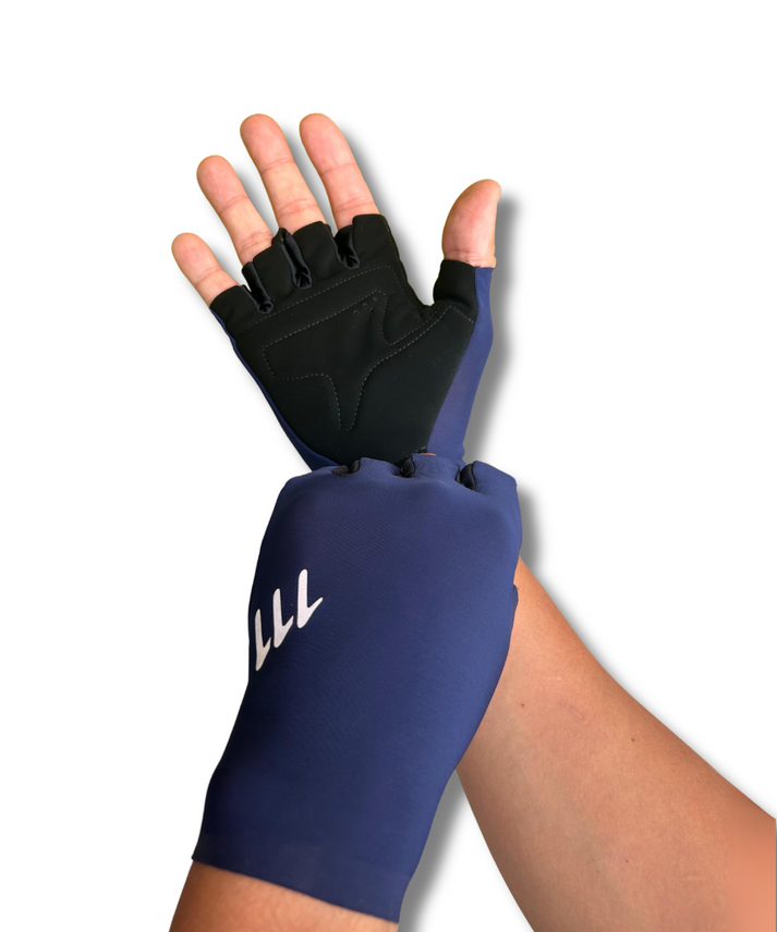 Guantes cortos ciclismo ruta, unisex, medio fondo - Azules