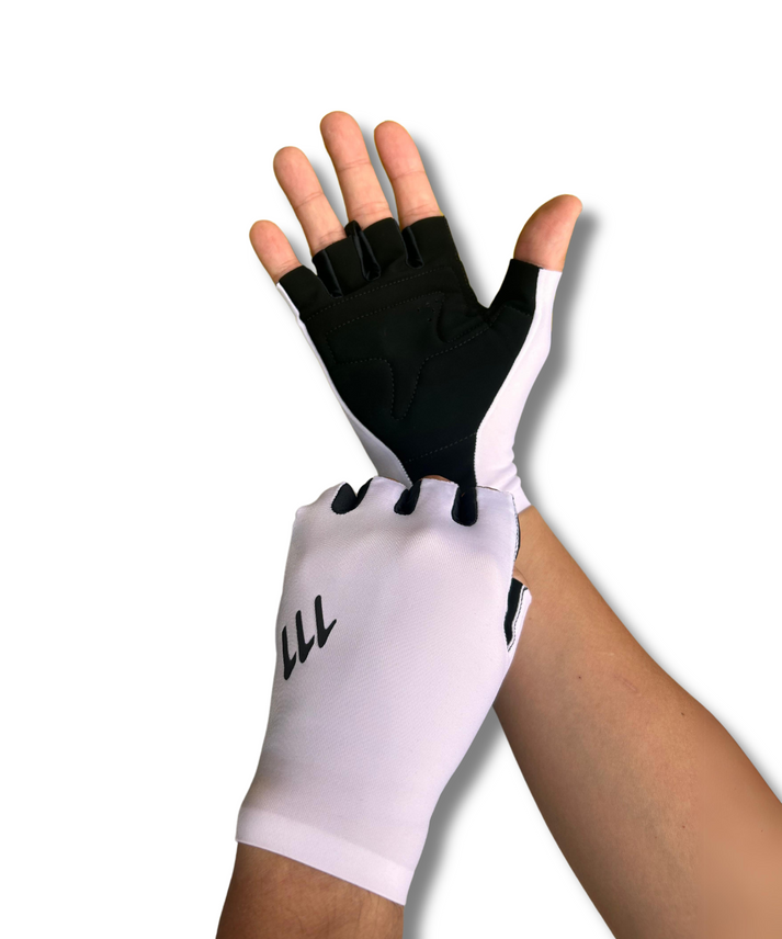 Guantes cortos ciclismo ruta, unisex, medio fondo - Blancos