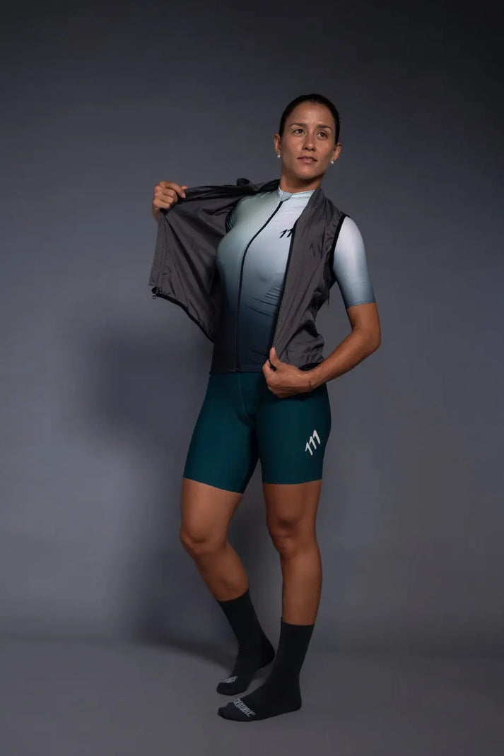 Ropa de Ciclismo, Chaleco rompevientos mujer Gris 