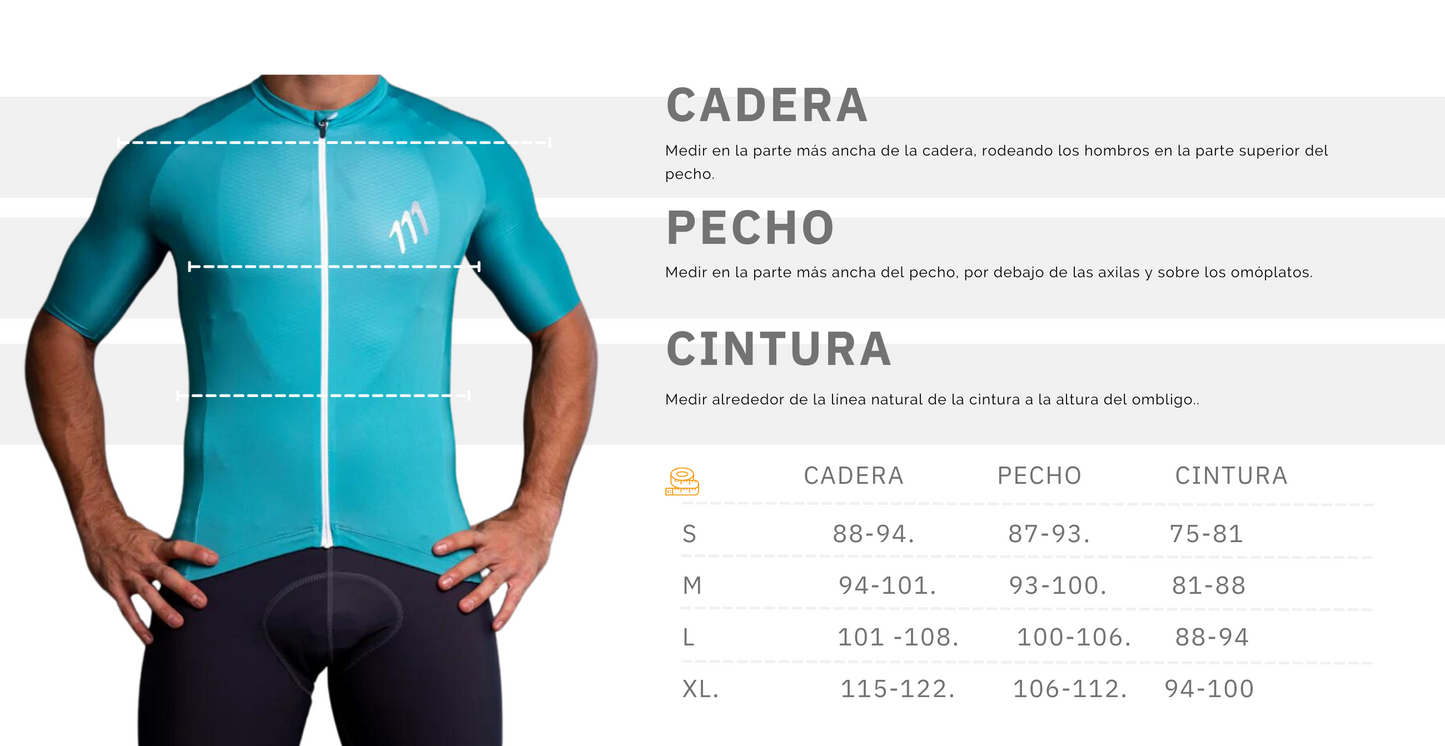 Cuadro de tallas para  hombre 111 ciclismo