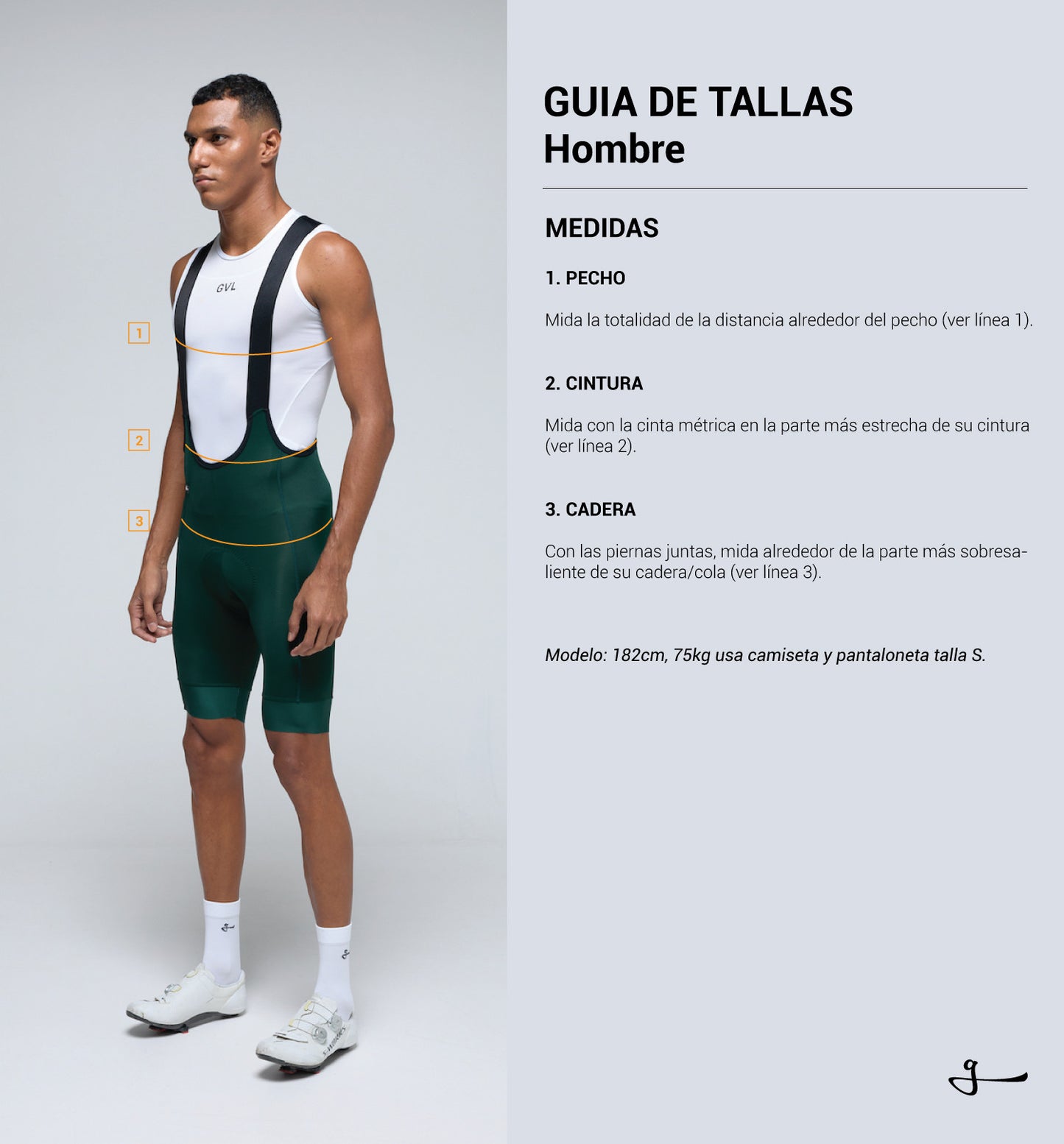 Ropa Ciclismo Hombre, cuadro de tallas