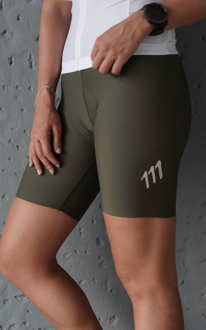 Pantaloneta de ciclismo sin costura mujer - VERDE OLIVA